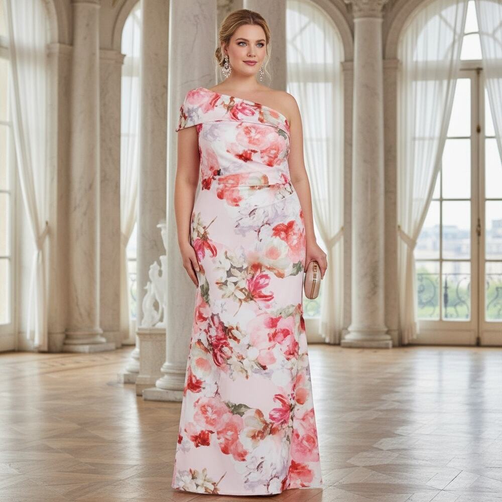 Eliza J Women’s One‑Shoulder Floral Gown – Size 18W – New With Tags